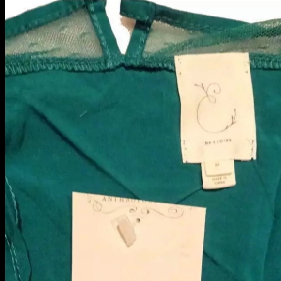 Anthropologie Silky Slip Dress Nightie Medium 6 8 Blue Mesh Inserts GR8 GIFT NWT - Picture 11 of 16